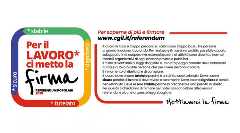 Referendum per cancellare le norme che hanno precarizzato il lavoro, al via la raccolta firme